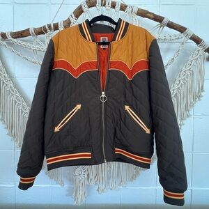 Vintage Style Brown and Orange Quilted Jacket